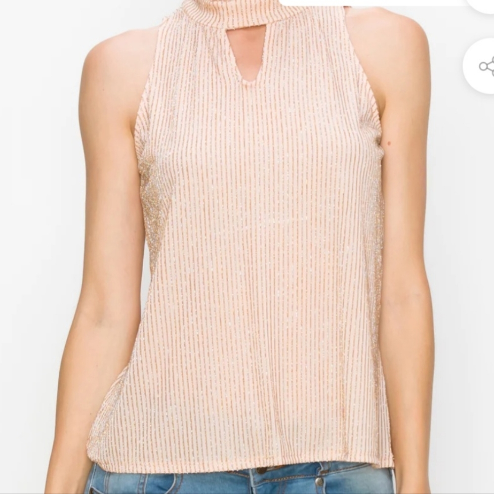 Blush Gold Shimmer Sleeveless Top